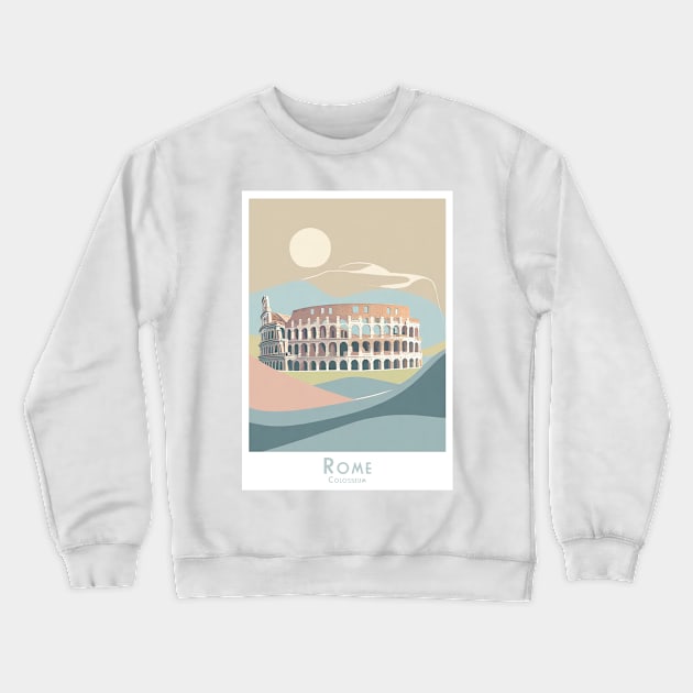 Vintage Rome Colosseum Travel Poster Crewneck Sweatshirt by POD24